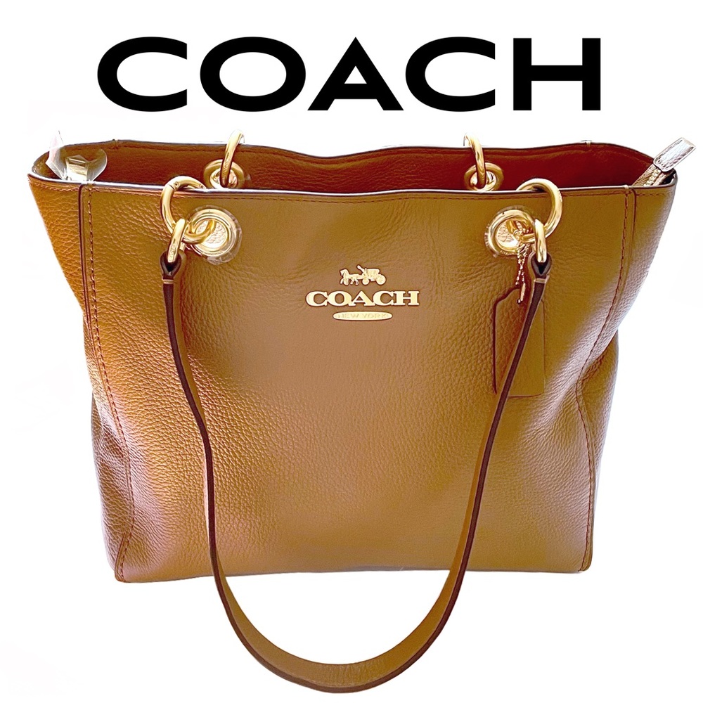 COACH 🆕 Leather Jes Tote • Light Saddle • NWT